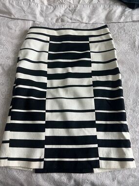 Ann Taylor Black and White Striped Pencil Skirt